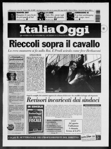 Italia oggi : quotidiano di economia finanza e politica